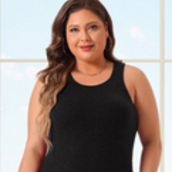 Agnes Orinda Plus Size Black Knit Sweater Dress – Modern Minimalist Quiet Luxury - Picture 9 of 15